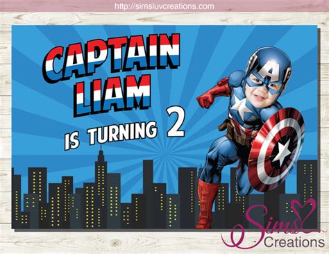 CAPTAIN AMERICA PARTY BACKDROP BANNER | AVENGERS BIRTHDAY BACKDROP ...