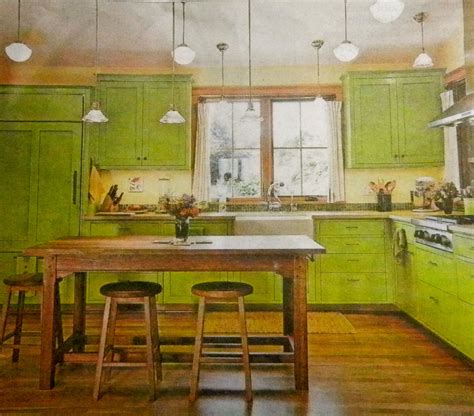 When you Google "lime green kitchen", most of what you get is ultra modern, but I love this ...