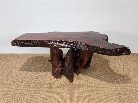 Vintage Live Edge Redwood Coffee Table, Epoxy Resin - EPOCH