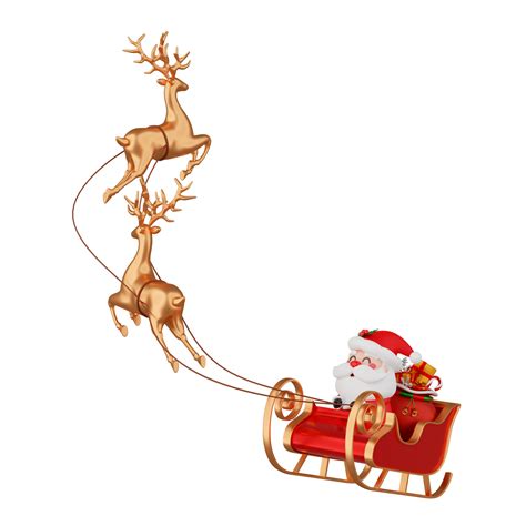 Santa Claus on sleigh with reindeer isolated 3d render 11704221 PNG