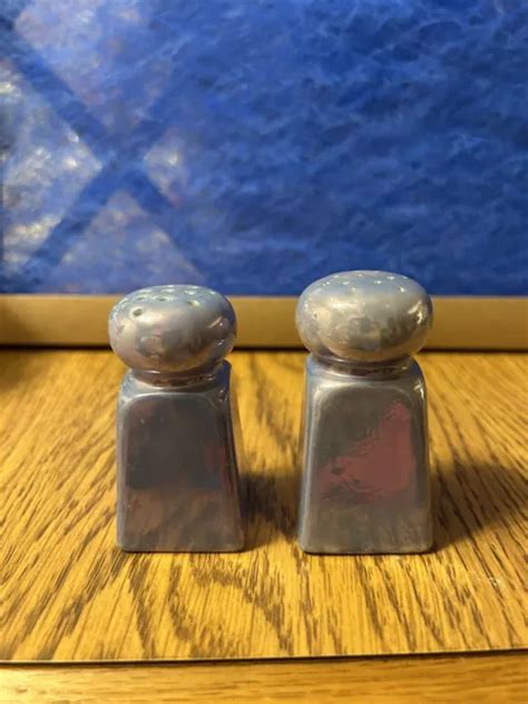 VINTAGE JAPAN CERAMIC Blue Pearl Glaze Salt & Pepper Shakers $10.00 ...