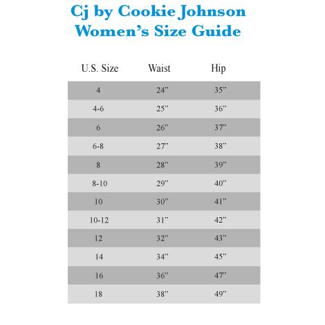 Cj By Cookie Johnson Size Chart: A Visual Reference of Charts | Chart ...