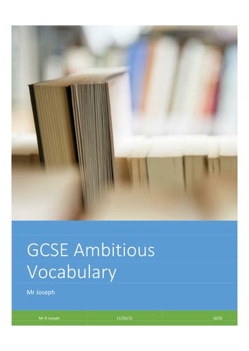 Ambitious Vocabulary List | Teaching Resources