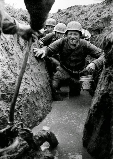German soldiers in the flooded trenches, 1943