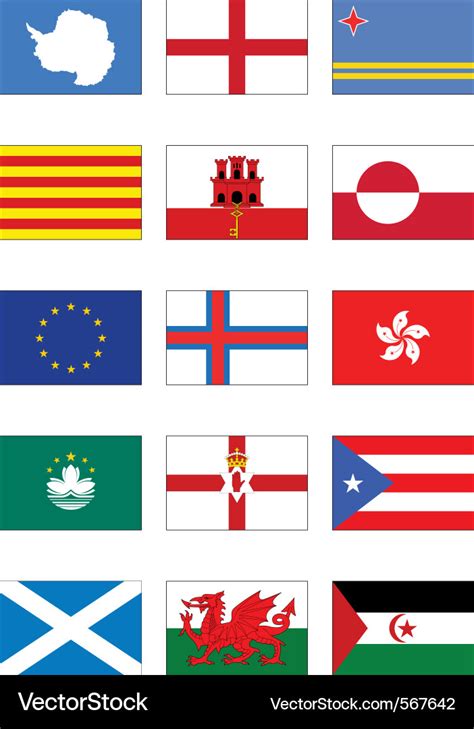 Flag set of world continents and misc countries Vector Image