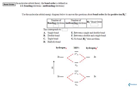 Solved In molecular orbital theory, the bond order is | Chegg.com