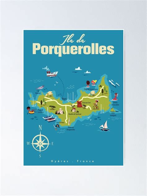 "Ile de Porquerolles Map " Poster for Sale by Gary Godel | Redbubble