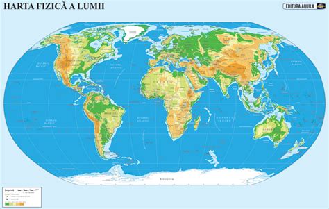 Harta lumii fizico-geografica, politica