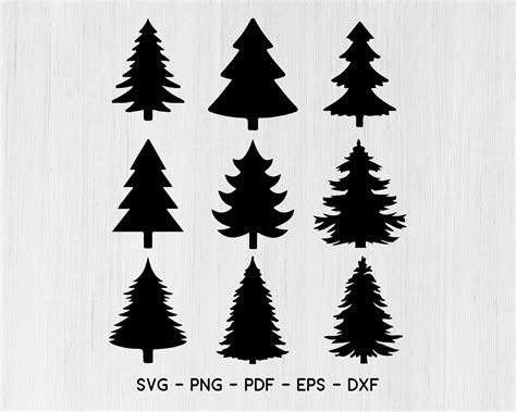 Christmas Svg Pine Trees SVG Handdrawn Christmas Tree Clipart Forest Clipart Forest Cut File ...