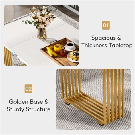 Tribesigns 70.86 Modern Office Desk, Wooden Computer Desk, White Executive Desk with Gold, 1 ...