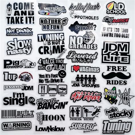 Buy 41Pcs JDM Car Sticker Racing Decale for Cars Motorcycle Helmet Reflex Decals Graphics Drift ...