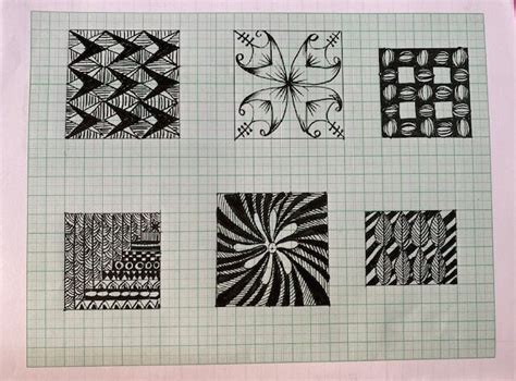 Simple Zen Patterns| Doodles on Graph Paper - Shimmering Strings