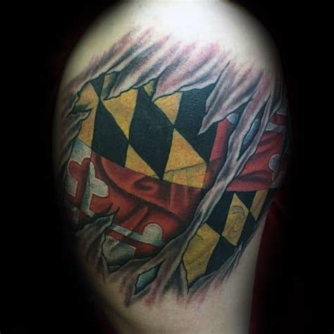 50 Fantastic Maryland Flag Tattoo Ideas for Men