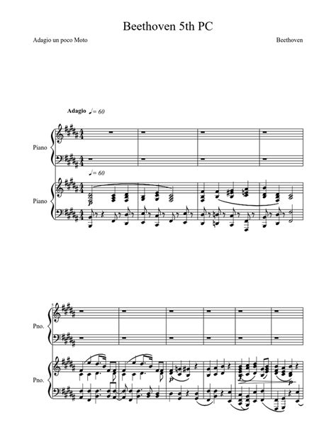 Beethoven 5th Piano Concerto - Adagio Sheet music | Download free in PDF or MIDI | Musescore.com