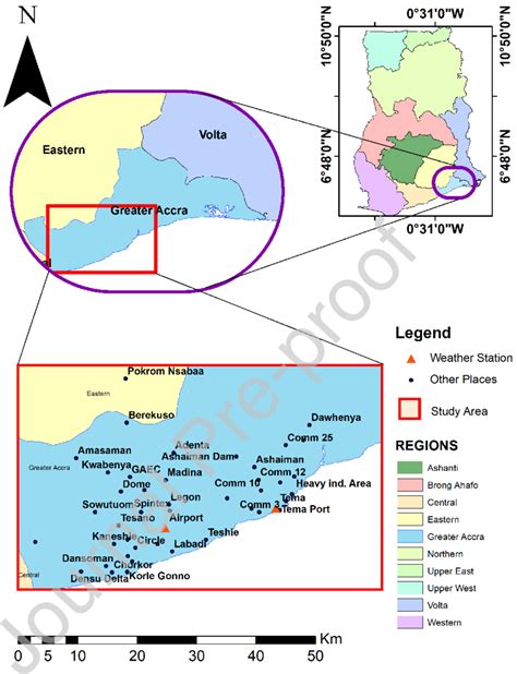 The map of Ghana showing the Greater Accra region. | Download Scientific Diagram