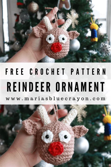 Crochet Reindeer Ornament - Free Pattern - Maria's Blue Crayon