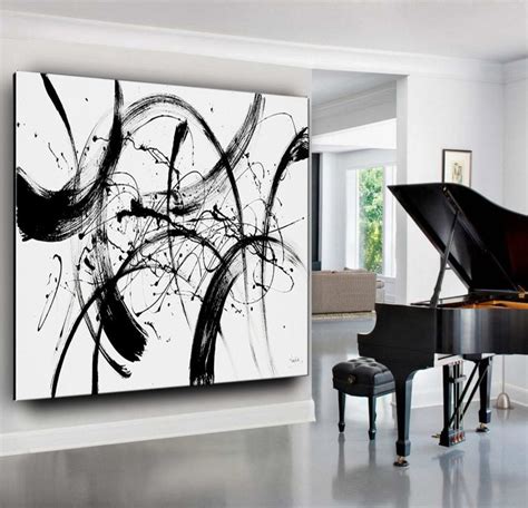 Minimalist Art Black and White Painting on Canvas - Etsy