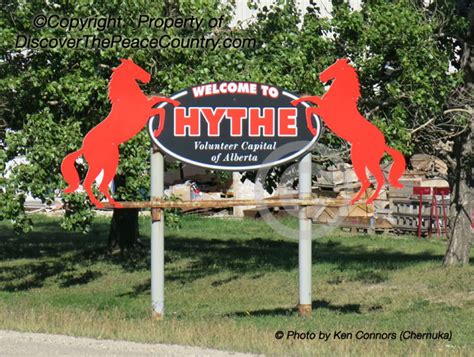 Hythe, Alberta. Photo of the welcome to Hythe sign near the entrance of ...