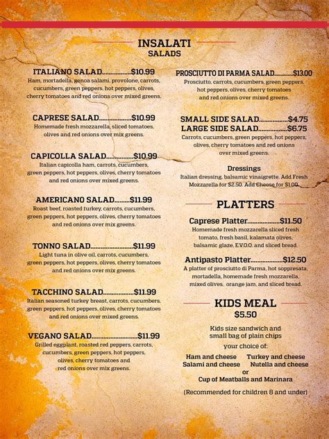 Menu — A Traditional Italian Food Market