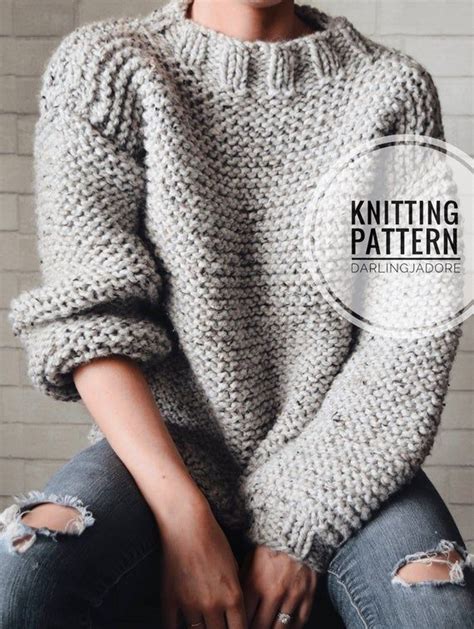 KNITTING PATTERN Chunky Knit Sweater Pattern, Bulky Sweater Knitting ...