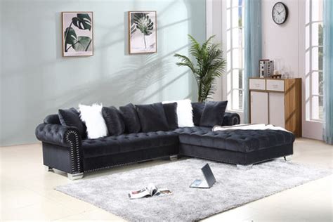 Black Velvet Sectional Sofa Group – Pacific Imports, Inc.