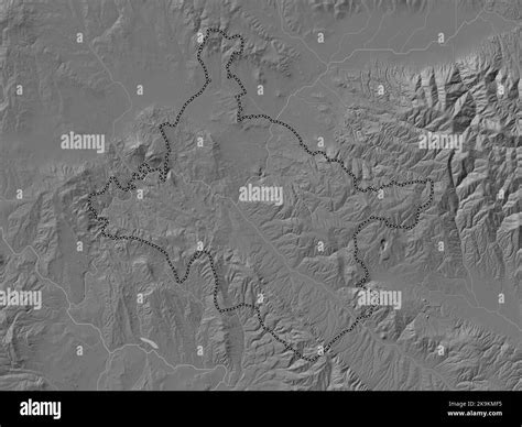 Stip, municipality of Macedonia. Bilevel elevation map with lakes and rivers Stock Photo - Alamy