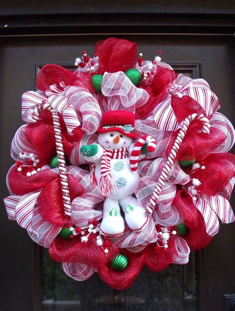 Christmas Deco Mesh Wreath Christmas Wreaths Snowman Wreath