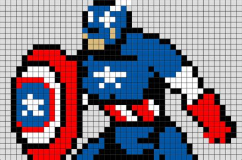 Captain America Pixel Art | ピクセルアート, 作家, 落款