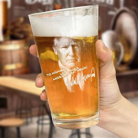 Independence Day American Donald Trump Print Beer Glass - GeckoCustom