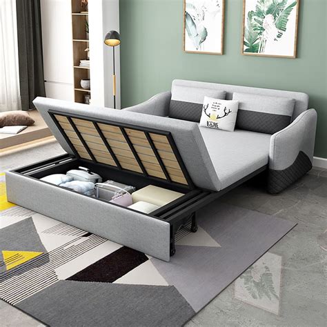 Modern Full Sleeper Sofa Linen Upholstered Convertible Sofa with ...