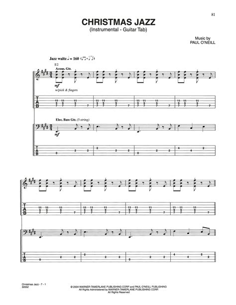 Christmas Jazz (Guitar Tab) - Print Sheet Music Now