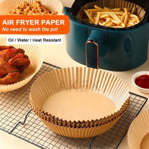 100pcs 20cm Air Fryer Disposable Baking Papers Non-Stick Steamer Round Parchment Paper Liners ...