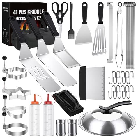 Blackstone 41Pcs Stainless Steel Griddle Accessories Kit, BBQ Grill Tools Set for Outdoor, Ideal ...