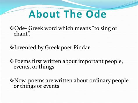 Ode Poem Structure