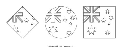 Australia Flag Outline Set Isolated On Stock Vector (Royalty Free ...