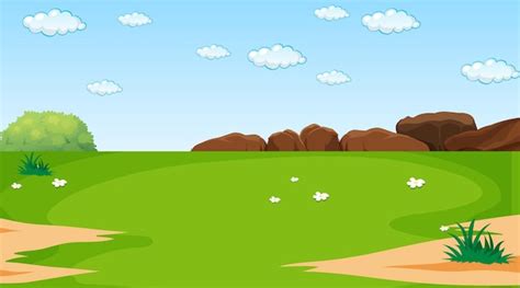 Free Vector | Blank nature park landscape scene at daytime