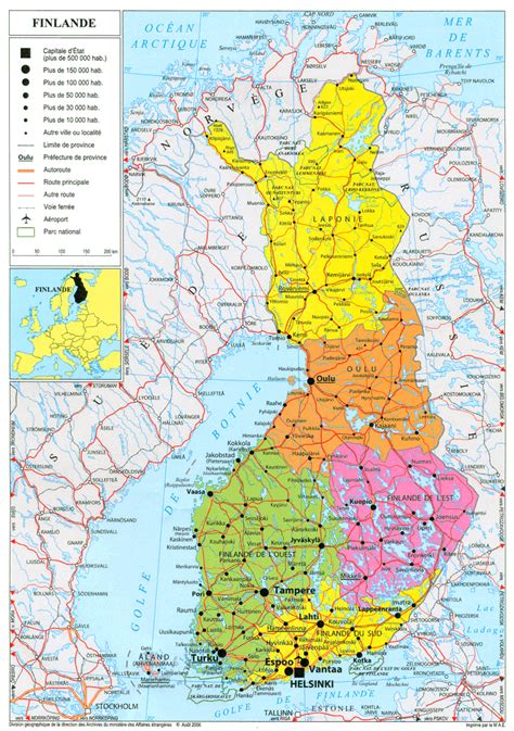 Finlande Régions Carte