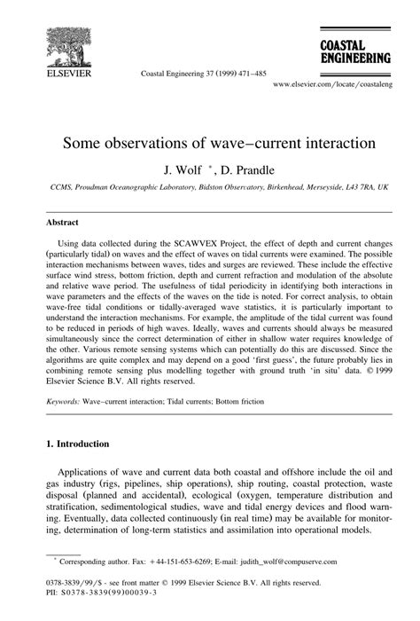 (PDF) Some observations of wave–current interaction