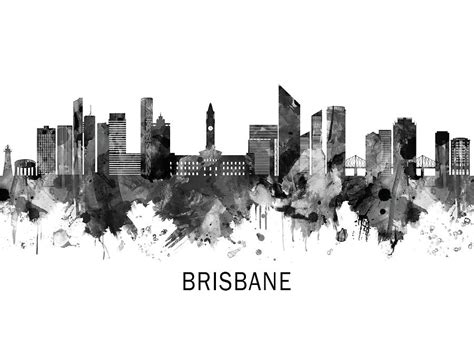 Brisbane Australia Skyline BW Mixed Media by Towseef Dar