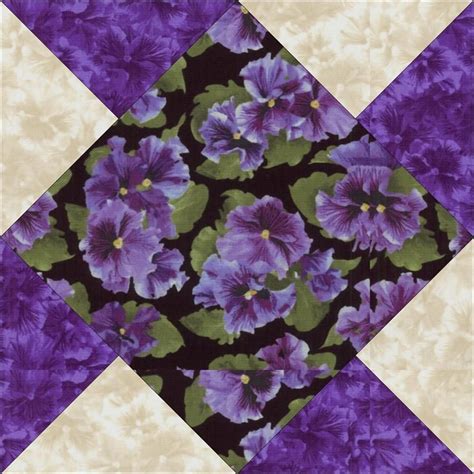 Debbie Beaves Lovely Purple Black Lavender Floral Pansy Fabric Quilt Block Kit | Quilts, Quilt ...