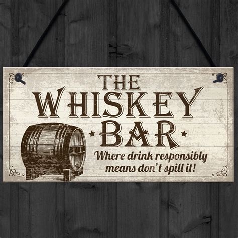 Vintage Whiskey Bar Plaque Sign Home Bar Pub Man Cave Birthday Gift For ...