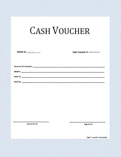 cash voucher template | Letter template word, Voucher template free ...