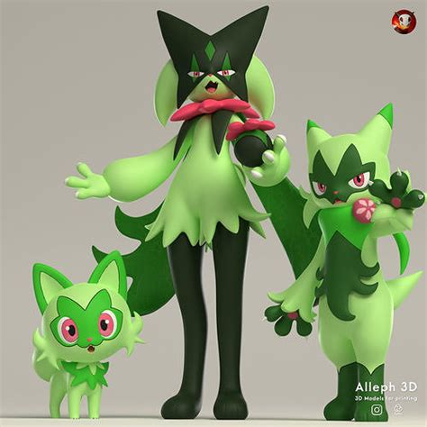 Pokemon sprigatito evolution pack 3D model 3D printable | CGTrader