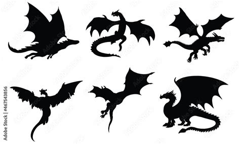 Dragon Silhouette SVG Dragon Clipart Stock Vector | Adobe Stock