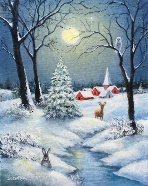 Christmas Winter Snow Scene, Christmas Print, Christmas Art, Peaceful ...