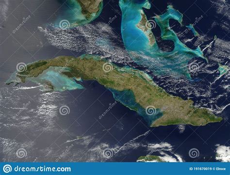 Satellite View of Cuba Island from Space Stock Image - Image of ...