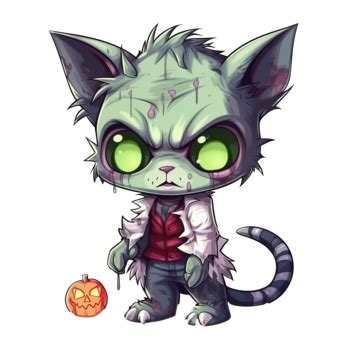 Cute Cartoon Cat Halloween Character Zombie, Zombie, Colorful, Ghost PNG Transparent Image and ...