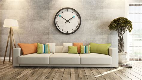 Modern Sofa Underneath Big Wall Clock | Photo Remodeling Analysis