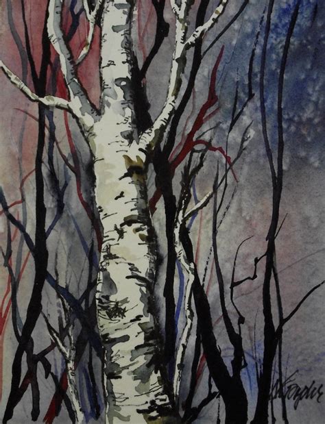 Items similar to Winter Birch Tree Painting on Etsy