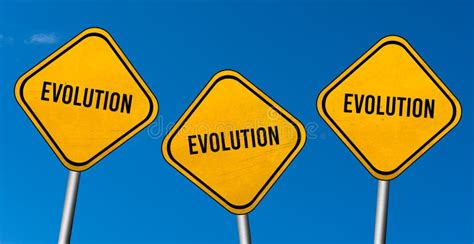 Evolution - Yellow Signs with Blue Sky Stock Illustration - Illustration of market, internet ...